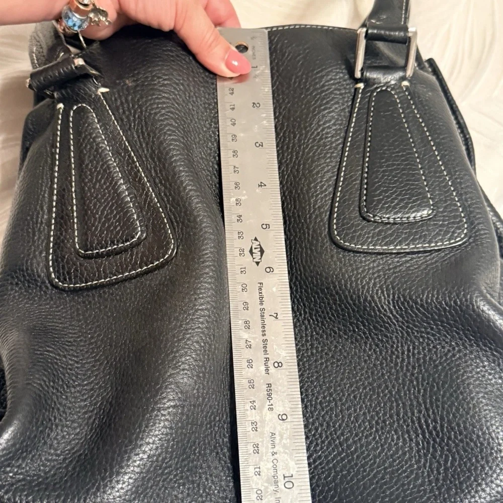 Tignanello VTG Carryall Large Sturdy Black Leather Satchel Shoulder Bag